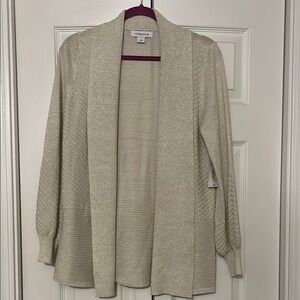 Open Front Sweater - Cream/Tan with Gold Sparkle